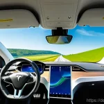 Home 18 테슬라 오토파일럿과 풀 셀프 드라이빙 차이 - **Prompt:** A modern, elegant Tesla car is effortlessly driving itself down a wide, multi-lane Germa...